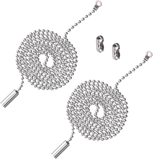 2pcs Silver Ceiling Fan Pull Chain Strong Bearing & Rustproof Beaded Extension Chains for Ceiling Fan Light Light Bulb Chain Extender Ceiling Fan ...