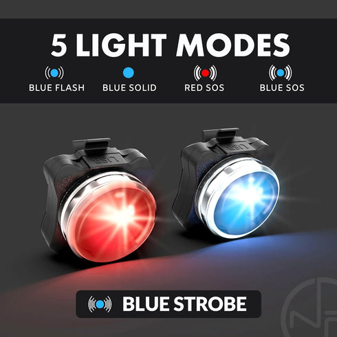 OPTIKS-BLUE Bike Light: 220 Lumens - USB Rechargeable -10hr Max - Water Resistant - 5 Modes - Blue/Blue Strobe LED - Lights for Bicycles...