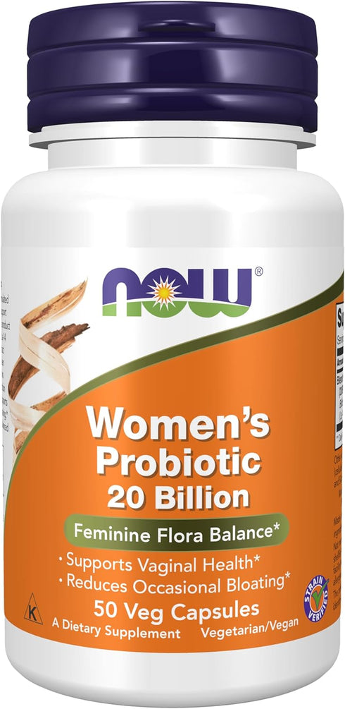 NOW Supplements, Women's Probiotic, 20 Billion, Specially Formulated using Three Clinically Tested Probiotic Strains, 50 Veg Capsules...