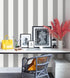 Erfoni Grey and White Wallpaper Striped Contact Paper Peel and Stick Wallpaper Modern Self Adhesive Contact Paper 17.7"x118" DIY Wallpaper Striped...