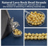 PH PandaHall 235pcs (5 Strands) 8mm Natural Lava Beads Gold Lava Stone Beads Oil Diffuser Beads Chakra Bead Round Loose Beads Lava Beads Energy Be...