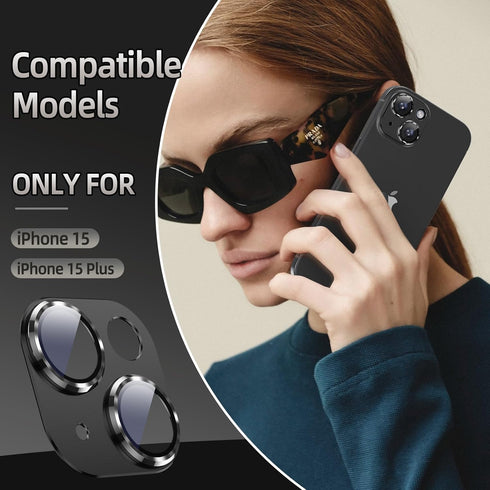 AFARER 2024 Camera Lens Protector iPhone 15/ iPhone 15 Plus, Upgraded 3D Metal Anti-Scratch Camera Cover with 9H Tempered Glass Screen Protector, ...