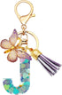 Initial Letter Keychains for Girls Women Pink Purple Green Cute Butterfly Heart Keychain for Backpack School Bag...