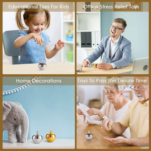 2 Pieces Metal Spinning Top Metal Flip Over Top Kids Aluminum Top Spinner Top Physics Toy Gyroscope Stainless Steel Top Educational Toys for Girls...