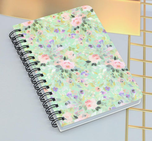Yansanido Spiral Notebook, 4 Pcs A6 Flower Design Thick Hardcover 8mm Ruled 4 Color 80 Sheets -160 Pages Journals for Study and Notes (A6-4pcs flo...