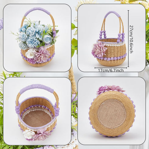ORIGACH 102 Pcs DIY Macrame Basket Kit Cotton Rope Basket Weaving Kits for Beginners with Video Tutorials Storage Basket with Handles for Picnic H...