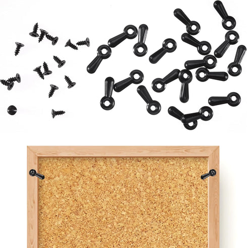Picture Frame Turn Button Fasteners Set, 100Pcs Picture Frame Backing Hardware with 100 Pieces Screws for Hanging Pictures, Photos, Drawing Black...