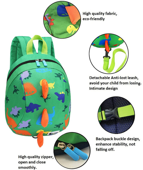 DB Dinosaur Toddler Mini Backpack with Leash, Children Kids Baby Harness Bookbag (Green)...