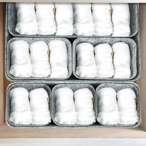 Drawer Organizer 8 Pieces Felt Storage Bins for Office Desk Accessories and Cosmetic Desk Organizer and Dividers with 4 Sizes for Dressing Table B...