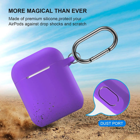 ATUAT Compatible with AirPods Case Cover, Full Protective Silicone Skin Dust-Proof Designed for Apple AirPods 1st 2nd Generation with Keychain, Fr...