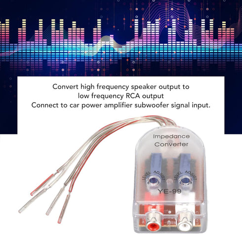 Car Speaker High to Low Converter, Wire Output Plug and Play for CD VCD DVD Player, Audio Adapter Speaker Output to Line Control, Long Service Lif...