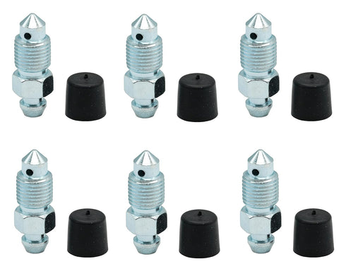 6 PCS Brake Bleeder Screws,Bleeder Valve,Bleeders,Caliper Bleeder Screw with Rubber Cap M10x1.0-29.2mm, H9407-6,107391,Standard Metric Bleeding Sc...