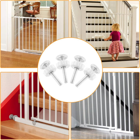 4 Pack Baby Gate Threaded Spindle Rod M10 (10mm) Baby Gate Screw Replacement Hardware Parts Kit for Pressure Mounted Baby & Pet Safety Gates & Sta...