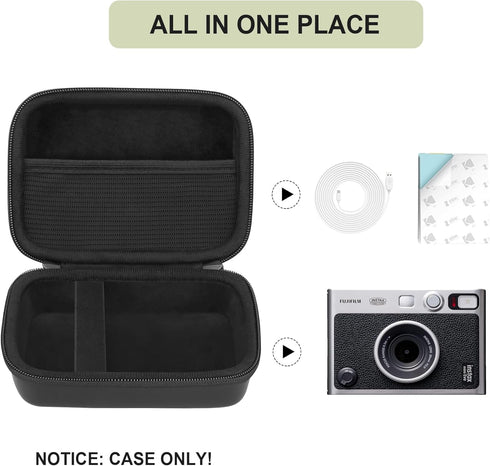 Hard Carrying Case for Fujifilm Instax Mini EVO Instant Camera, Instax Mini Printer Travel Storage Case with Mesh Pocket Can Store USB Cables, Fil...
