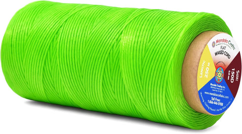 Mandala Crafts Green Flat Waxed Thread for Leather Sewing - 273 Yds 150D 0.8mm Polyester Leather Thread String Waxed Cord for Leatherwork, Beading...