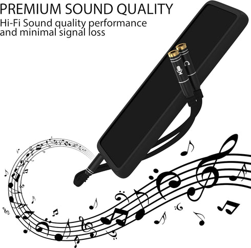 Headphone Splitter Adapter, 3.5mm Audio + Mic 4 Pole TRRS Splitter (3.5mm Male to 2X 3.5mm Female) Jack Y Cable Compatible for Gaming Headset to P...