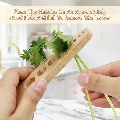Herb Stripper Wooden Vegetable Leaf Remover Rustic Safe Kitchen Tool Cooking Gifts for Chefs and Housewives (Wooden)...