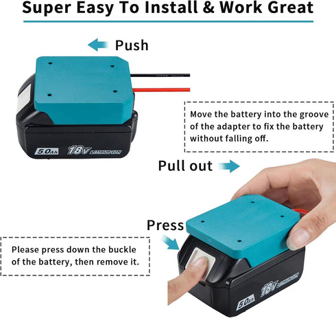Fit for MAKITA 18v Battery Power Mount Connector Adapter Dock Holder with 14 awg Wires...