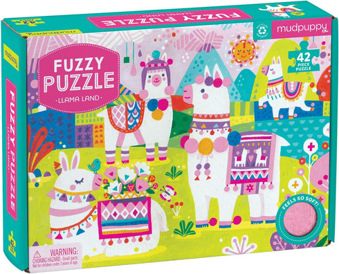 Mudpuppy Llama Land Fuzzy Puzzle, 42 Chunky Pieces, 15”x11” – for Ages 3+ - Puzzle Features Bright, Colorful and Whimsical Llamas with Soft Embell...