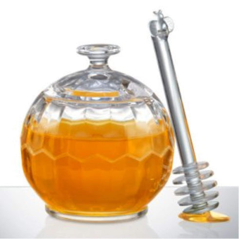 Prodyne Honey Please Acrylic Honey Jar with Dripper, Clear...