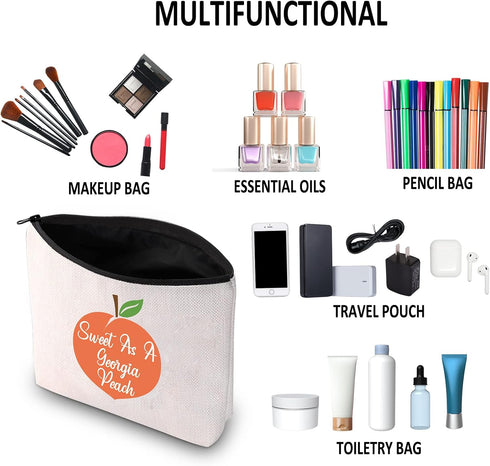 G2TUP Georgian Gift Sweet As A G Peach Makeup Bag Georgia State Pride Cosmetic Bag Peach Lover Gift Georgia Lover Zipper Travel Bag...