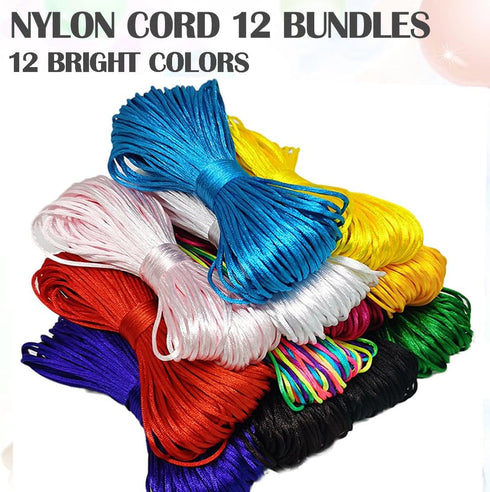 Ewpats 12 Bundles Nylon String for Bracelet,Jewelry Making Satin Cord 1.5mm 252 Yard Satin Rattail Nylon Cord for Friendship Bracelets,Macrame,Key...