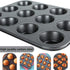 Muffin Pan, 12 Cupcake Pan, 2 Sets of Nonstick Brownie Bakeware Muffin Tin, Cupcake Tray, Baking Pan for Kitchen Oven, Black 13.9 x 10.5 x 1.2 inc...