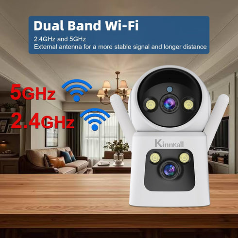 Pan/Tilt-Indoor Camera Dual lens for Baby Monitor-Cat-Dog-Pet Camera, 2.4G/5G WiFi-Camera for Home Security, Wireless Camera with Mobile App & PCs...