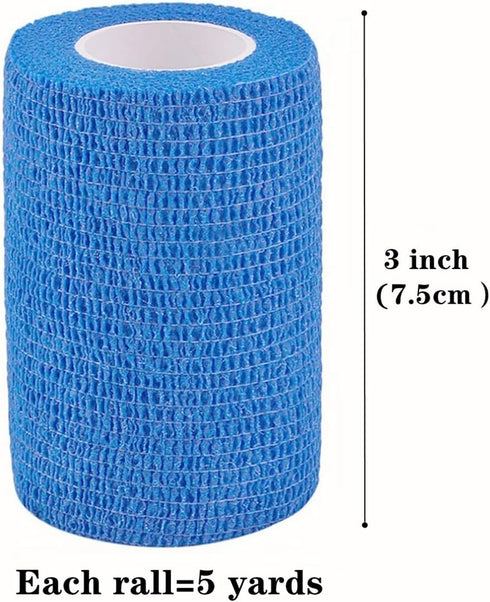 6 Pack 3” x 5 Yards Self Adhesive Elastic Bandage Wrap Stretch Self-Adherent Tape for First Aid,Sports, Wrist, Ankle (6 Colors)...