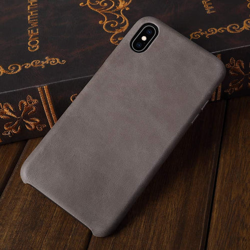 TOOVREN for iPhone X Leather Case Protective Ultra Thin Vintage Anti-Slip Grip Shell Hard Back Cover for iPhone X /10 5.8'' Gray...