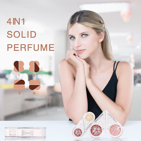 New and Improved! 4-in-1 Portable Heart Solid Perfume for Women,Pheromones Infused Solid Cologne Balm - Includes 4 Scents- TSA Approved...
