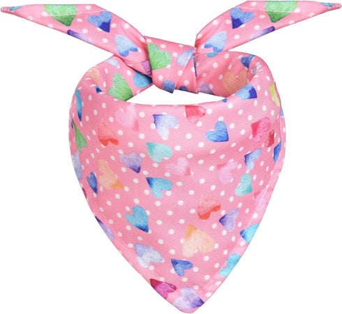 Pink Heart Pattern Dog Bandanas, Comfortable Cotton Triangle Bibs Scarfs for Dogs or Cats, Cute Pet Kerchief for Small Medium Large Dogs...