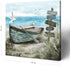 Bathroom Wall Art Coastal Décor Nautical Boat on Beach Canvas Picture Ocean Seagull Seascape Canvas Print Sea Bird Farmhouse Artwork for Seashore ...