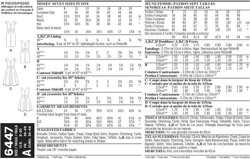 NEW LOOK Patterns Misses' Dresses A (8-10-12-14-16-18-20) 6447...