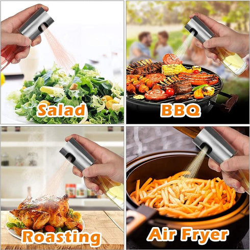 2 Pack Oil Sprayer for Cooking, Olive Oil Sprayer Mister for Air Fryer Kitchen Glass Bottle Versatile Spray Oil Dispenser Refillable Vinegar Sprit...