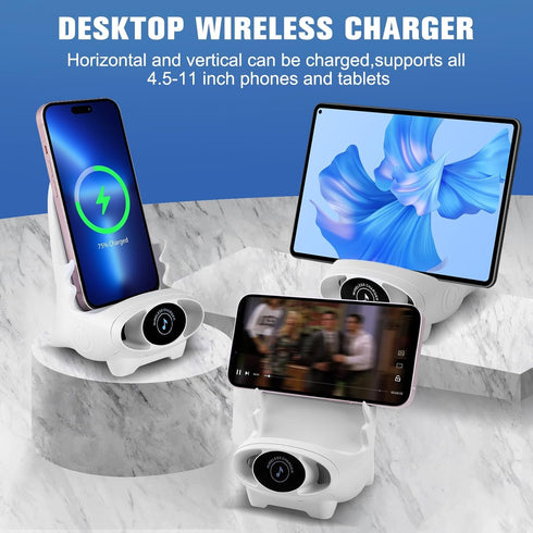 Portable Mini Chair Wireless Charger,2024 New Mini Chair Wireless Fast Charger Multifunctional Phone Holder3 in 1 Wireless Charger with Speaker Fu...
