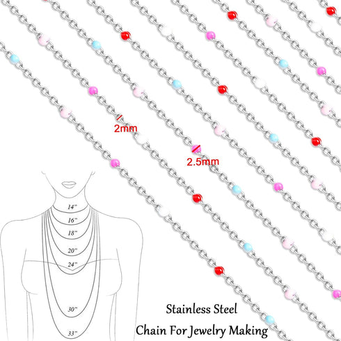 16.4 Feet/5M Necklace Chain for Jewelry Making Colorful Beaded Jewelry Chains for DIY Necklace Bracelet Anklet Craft Jewelry Making Supplies with ...