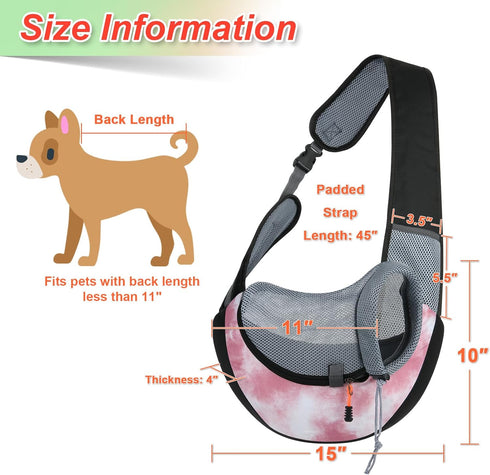 Cosmos Pet Dog Sling Carrier Breathable Mesh Pet Sling Bag Travel Pet Safe Carrier Hand Free Puppy Satchel with Padded Strap and Safety Rope for S...
