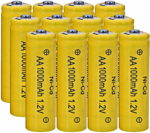 12 Counts 1.2V NI-CD AA 1000mAh Outdoor Solar Rechargeable Batteries Long Lasting for Landscape Lawn Lamps,Pathway Lights...