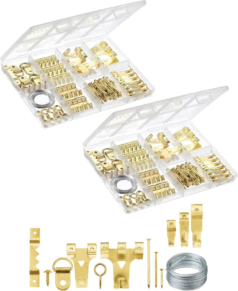 Mr. Pen- Picture Hanging Kit, 410pc, Gold, Picture Hangers, Nails for Hanging Pictures, Wall Hangers, Picture Hanging, Picture Hanging Hooks, Fram...