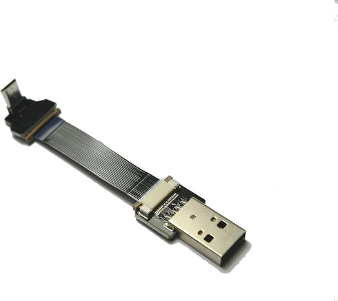 Short Micro USB Flat Slim Thin Ribbon FPC Cable Micro USB 90 Degree Angle to Standard USB A for sync and Charging...