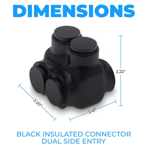 OhLectric Multi Cable Connectors with 2 Port 250 MCM-#6-2 - Dual Entry Splice Electrical Power Connector - Black Insulated Vinyl Coated Wire Conne...