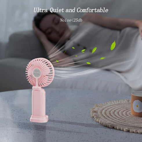 Portable Fan, 4200mAh Battery Operated Fan, 5 Speeds&Digital Display, 180° Foldable Makeup Fan for Women with Base, Handheld/Neck/Desk 3in1 Fan fo...