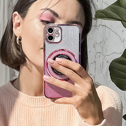 Designed for iPhone 11 Case Glitter Magnetic Compatible with MagSafe,Luxury Plating Cute Bling Clear for Girls Women,Shockproof Slim Phone Case fo...
