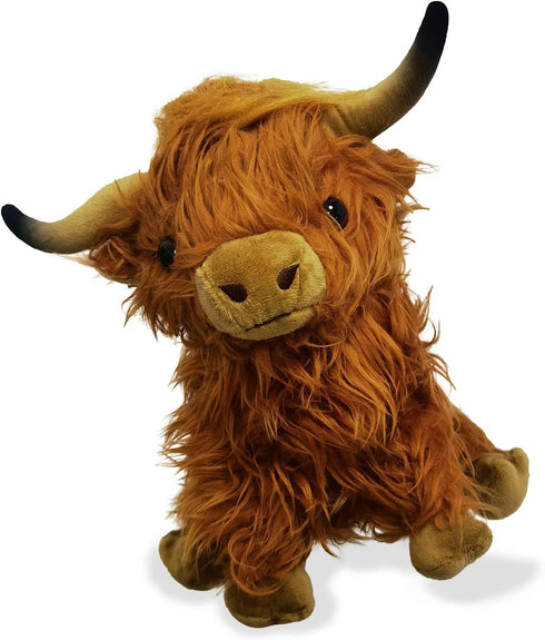 Highland Cow Stuffed Animal Realistic Fluffy Scottish Plush Cow Farm Toys (Brown)...
