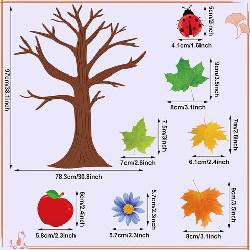 133 Pieces Classroom Tree Bulletin Board Set Fall Tree Bulletin Board Decoration Seasonal Trees for Bulletin Board Butterflies Maple Leaves Cutout...