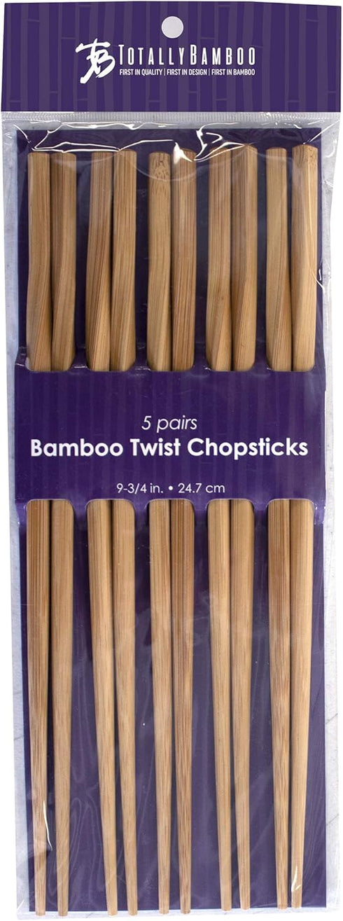Totally Bamboo Twist Reusable Bamboo Chopsticks, Set of 5 Pairs...