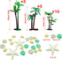 Allazone 42 PCS Coconut Palm Tree, 20 PCS Mini Plastic Artificial Palm Tree, 22 PCS Shell and Starfish for Cupcake Topper, Cake Decorations, Aquar...