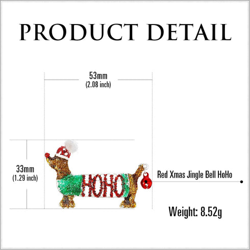 Christmas HOHO Santa Dog Dachshund Sausage Dog Red Bell Cute Animal Brooch and Pin for Women, Holiday Jewelry...