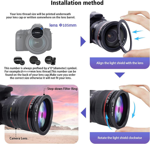 105mm Lens to 95mm Camera Lens Adapter,105mm to 95mm Filter Step-Down Ring Adapter Ring,Compatible All 95mm Filter Accessory...